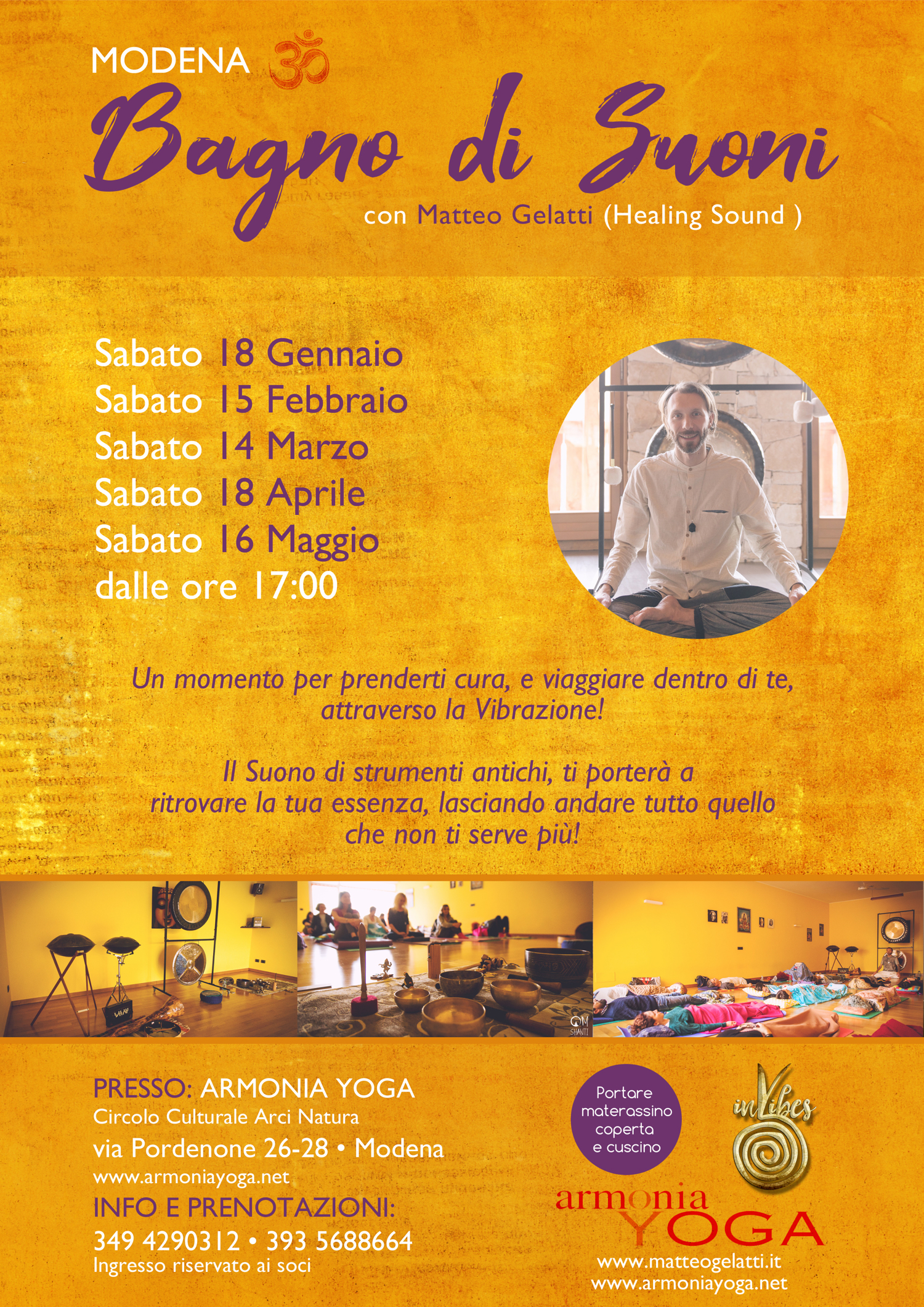 Bagno di suoni ad Armonia Yoga a Modena